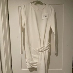 White long sleeve short dress.